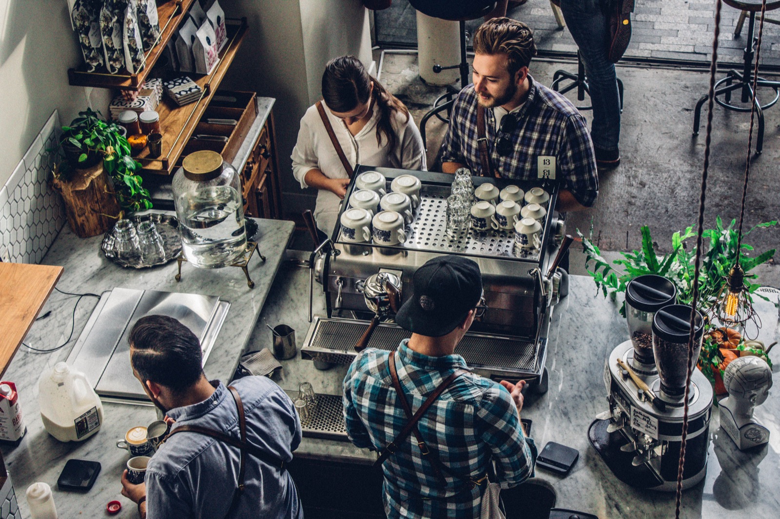 Clients waiting for their coffee in a specialty coffee shop